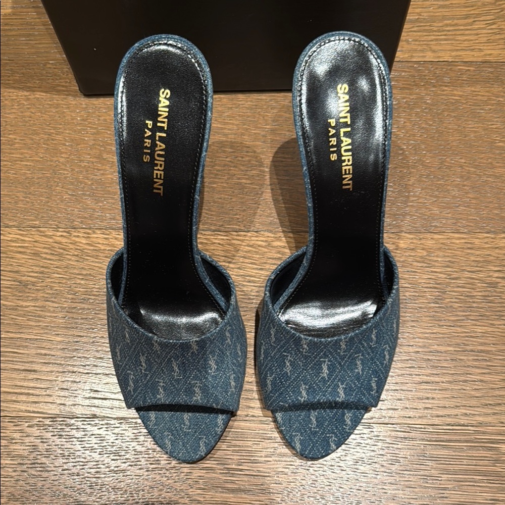 Saint Laurent Blue High Heel Mules - Picture 3 of 7